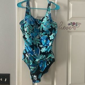 Swimsuit Blue Flowered Beachwear Summer wear Size 16